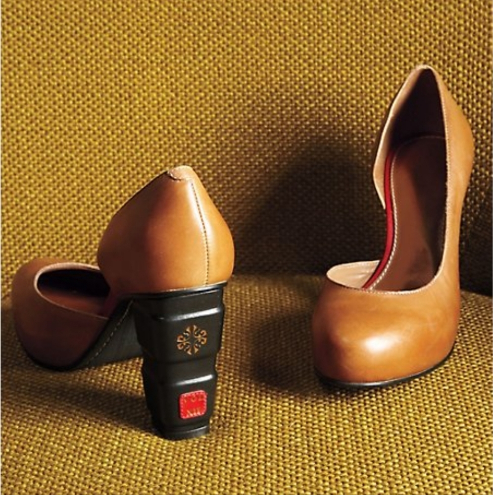 Schuler & sons Philadelphia bookbinder anthropologie caramel leather heels 9